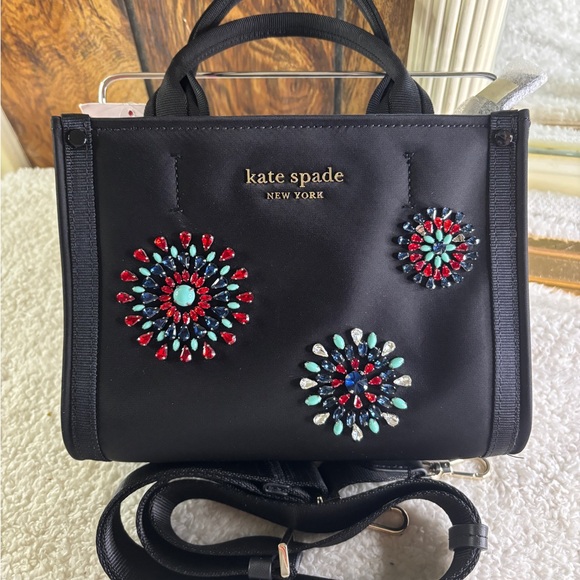 Kate Spade Sam Fireworks 🎆 Embellished Crossbody Bag Nylon Black/Multi - Picture 1 of 11